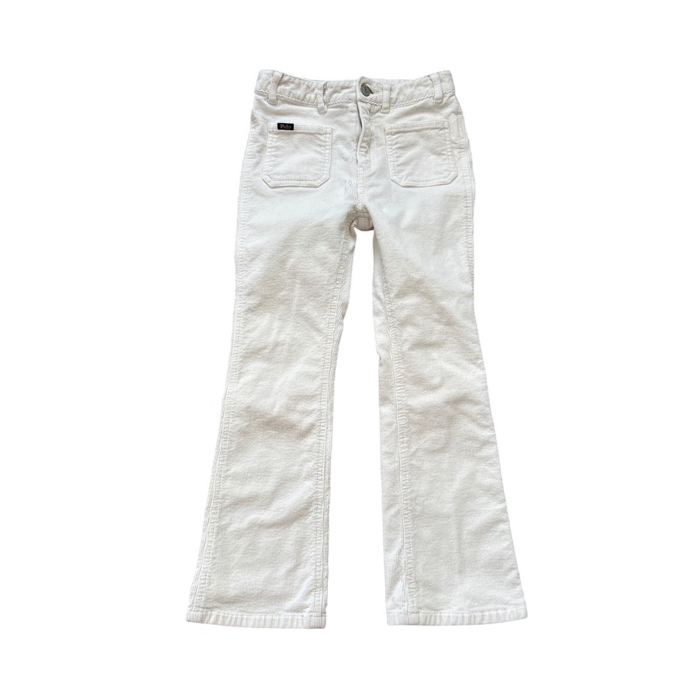 Polo Ralph Lauren Corduroy Pants Kids Cream White Flared Vintage Style SIZE 8
